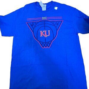 New University Kansas Jayhawks Basketball Shirt Sz L Men Blue NCAA March Madness
